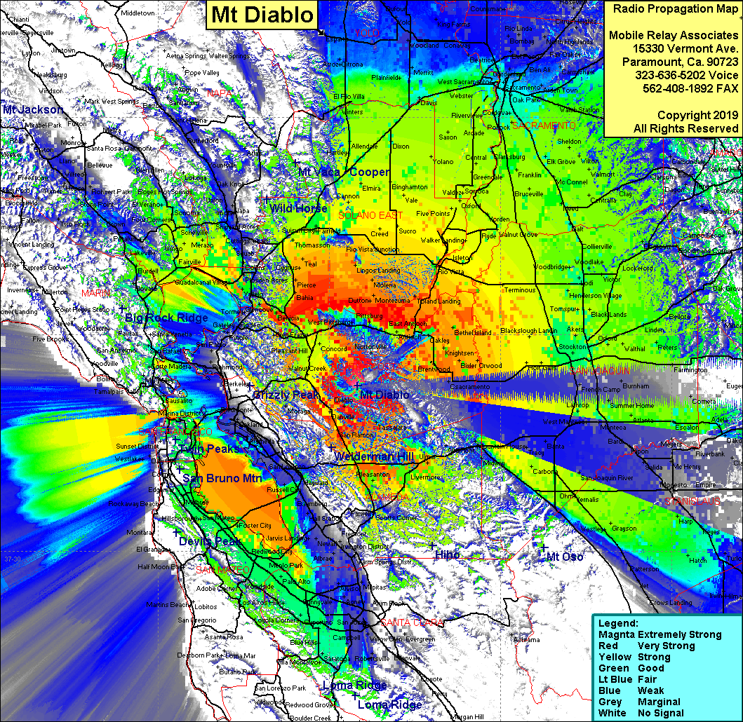 heat map radio coverage Mt Diablo